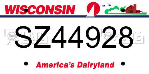 SZ44928 Wisconsin License Plate
