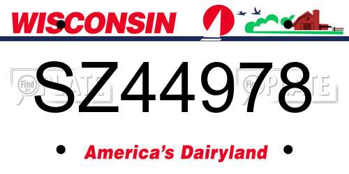 SZ44978 Wisconsin License Plate