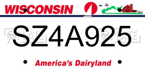 SZ4A925 Wisconsin License Plate