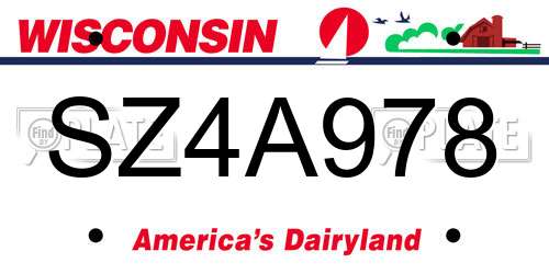 SZ4A978 Wisconsin License Plate