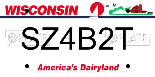 SZ4B2T Wisconsin License Plate
