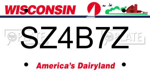 SZ4B7Z Wisconsin License Plate