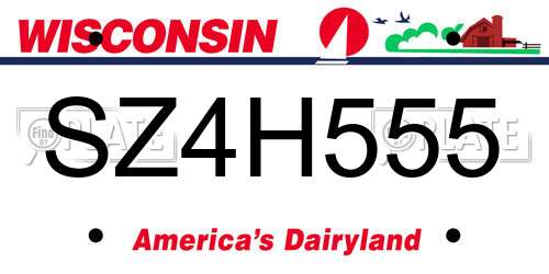 SZ4H555 Wisconsin License Plate