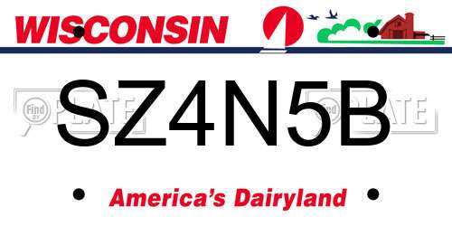 SZ4N5B Wisconsin License Plate