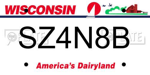 SZ4N8B Wisconsin License Plate