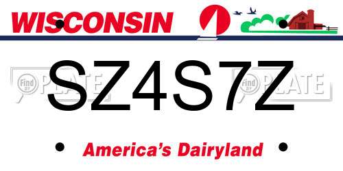 SZ4S7Z Wisconsin License Plate