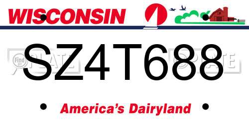 SZ4T688 Wisconsin License Plate