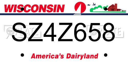 SZ4Z658 Wisconsin License Plate