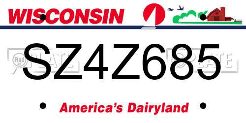 SZ4Z685 Wisconsin License Plate