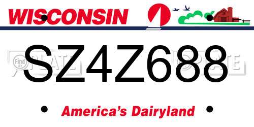 SZ4Z688 Wisconsin License Plate