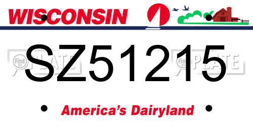 SZ51215 Wisconsin License Plate