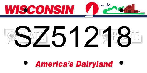 SZ51218 Wisconsin License Plate