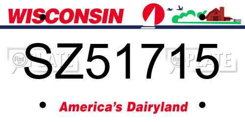 SZ51715 Wisconsin License Plate