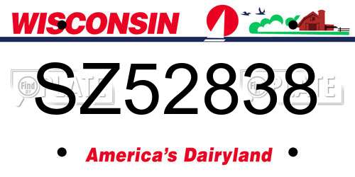 SZ52838 Wisconsin License Plate