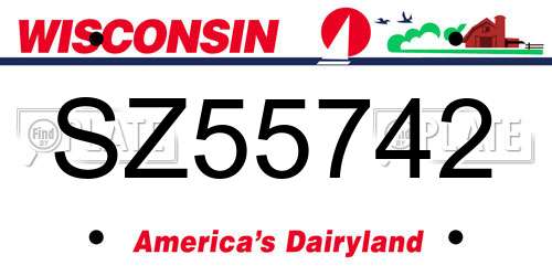 SZ55742 Wisconsin License Plate