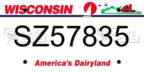 SZ57835 Wisconsin License Plate