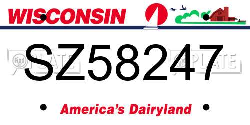 SZ58247 Wisconsin License Plate