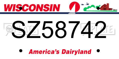 SZ58742 Wisconsin License Plate
