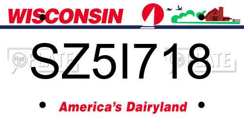 SZ5I718 Wisconsin License Plate