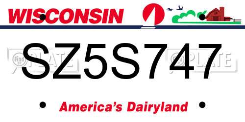 SZ5S747 Wisconsin License Plate