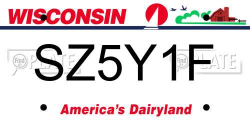 SZ5Y1F Wisconsin License Plate