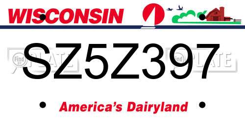 SZ5Z397 Wisconsin License Plate