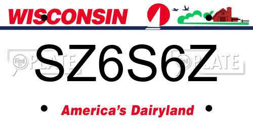 SZ6S6Z Wisconsin License Plate