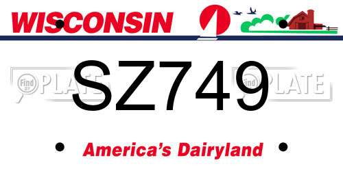 SZ749 Wisconsin License Plate