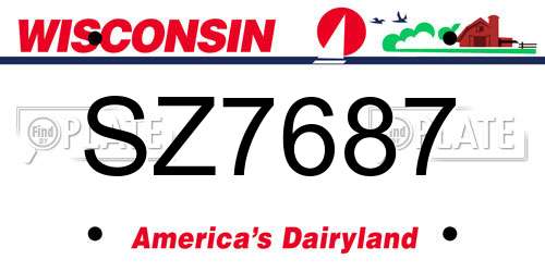 SZ7687 Wisconsin License Plate