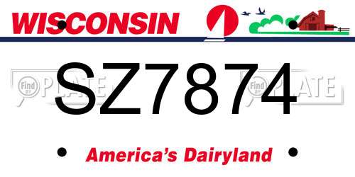 SZ7874 Wisconsin License Plate