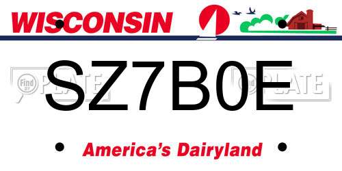 SZ7B0E Wisconsin License Plate