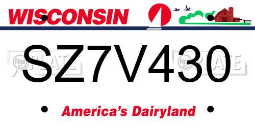 SZ7V430 Wisconsin License Plate