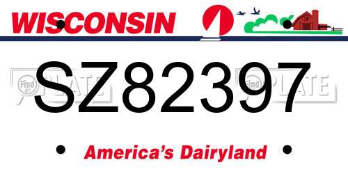 SZ82397 Wisconsin License Plate