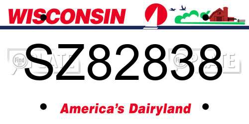 SZ82838 Wisconsin License Plate