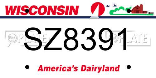 SZ8391 Wisconsin License Plate