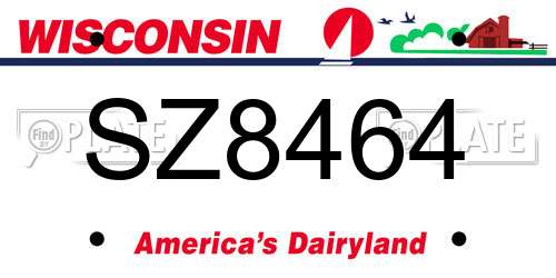 SZ8464 Wisconsin License Plate
