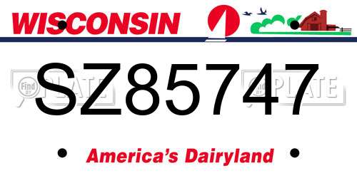 SZ85747 Wisconsin License Plate