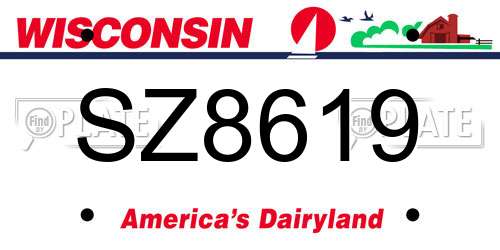 SZ8619 Wisconsin License Plate