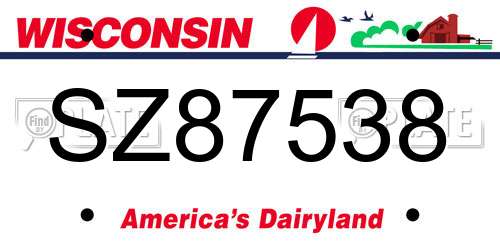 SZ87538 Wisconsin License Plate