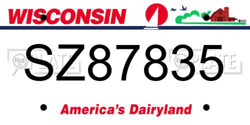 SZ87835 Wisconsin License Plate
