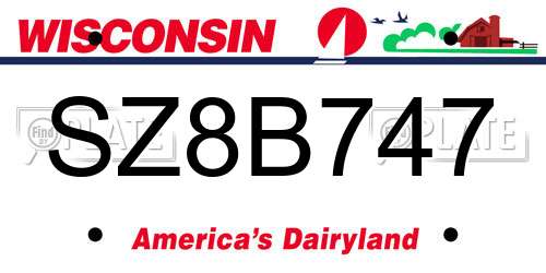 SZ8B747 Wisconsin License Plate