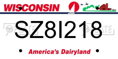 SZ8I218 Wisconsin License Plate