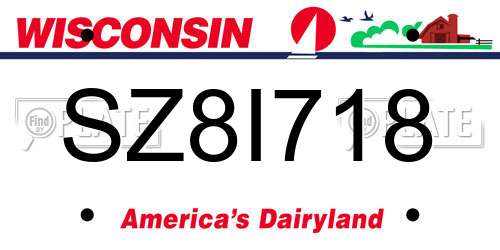 SZ8I718 Wisconsin License Plate