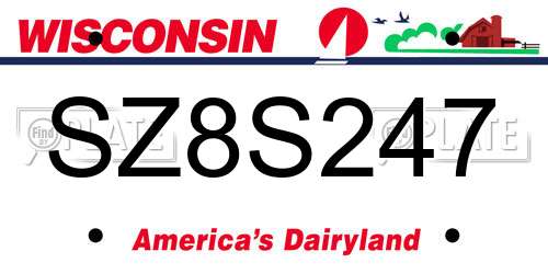 SZ8S247 Wisconsin License Plate