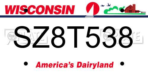 SZ8T538 Wisconsin License Plate