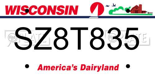 SZ8T835 Wisconsin License Plate