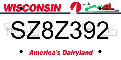 SZ8Z392 Wisconsin License Plate