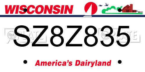 SZ8Z835 Wisconsin License Plate
