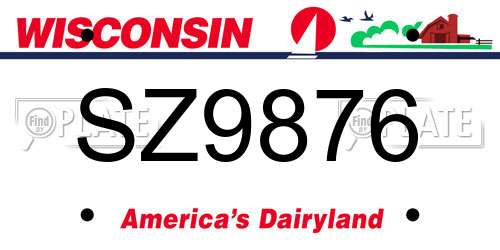 SZ9876 Wisconsin License Plate