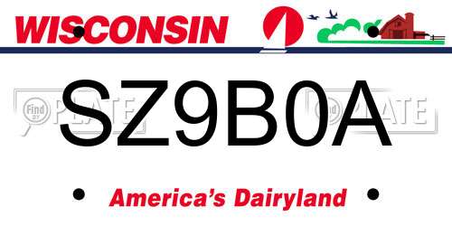 SZ9B0A Wisconsin License Plate